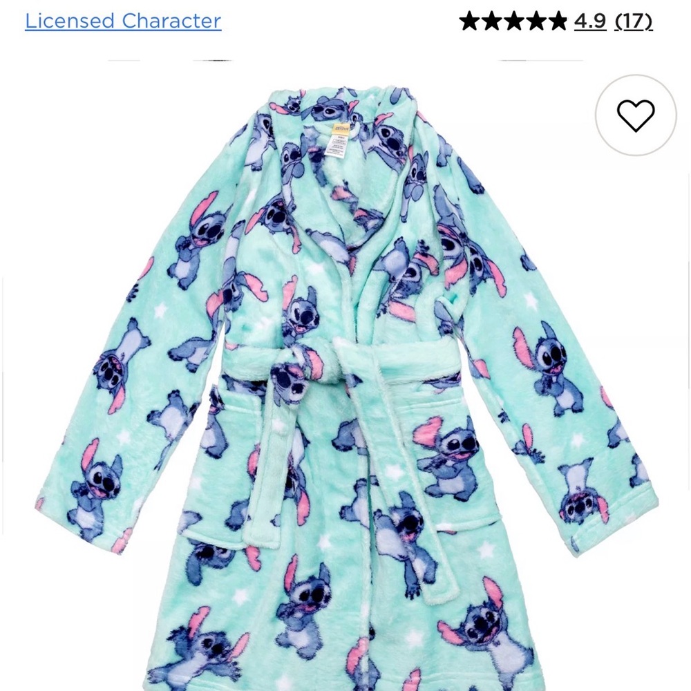 Disney Stitch Kids Pajama Robe - Aqua and Pink